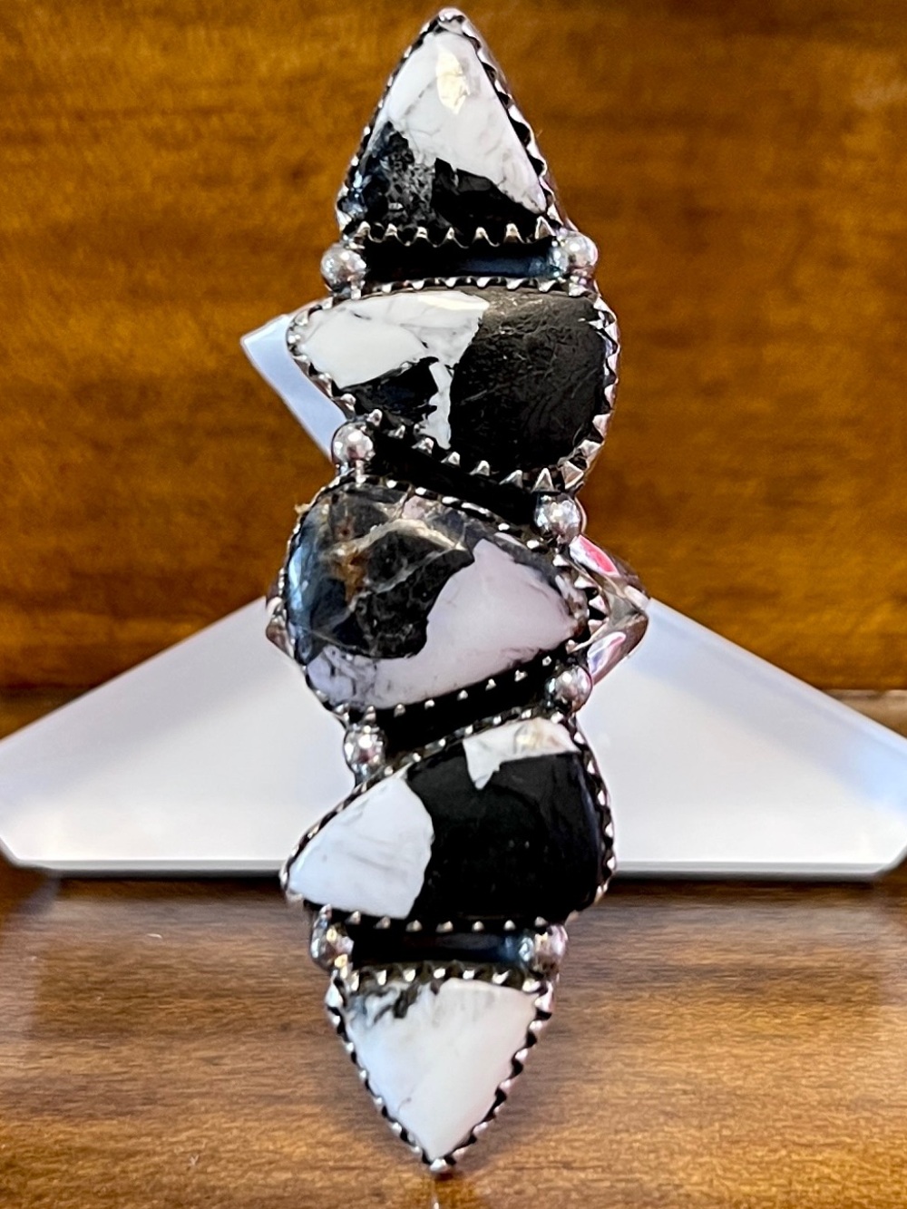 Statement Southwestern White Buffalo Turquoise Cluster Ring Sterling Silver 925